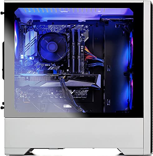 Skytech Blaze 3.0 Gaming PC Desktop - Intel i5-11400F, RX 6600, 1TB NVME, 16G DDR4 3200, 120mm AIO, AC Wi-Fi, Windows 10 Home 64-Bit, Weiß