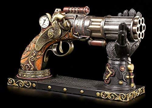 Figuren Shop GmbH Steampunk Deko Pistole mit Hand-Halterung | Fantasy Waffe Veronese