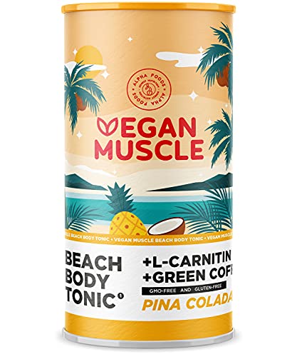 Vegan Muscle® - Beach Body Tonic - Veganer Stoffwechsel Booster / Slim Shake mit Protein und Carnitin - Piña Colada - 600g Pulver