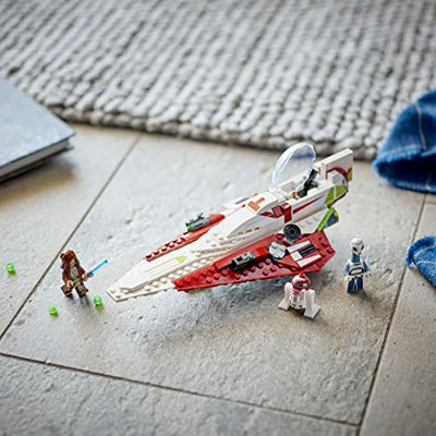 LEGO 75333 Star Wars Obi-Wan Kenobis Jedi Starfighter, Spielzeug zum Bauen mit Taun We, Droidenfigur und Lichtschwert, Angriff der Klonkrieger Set