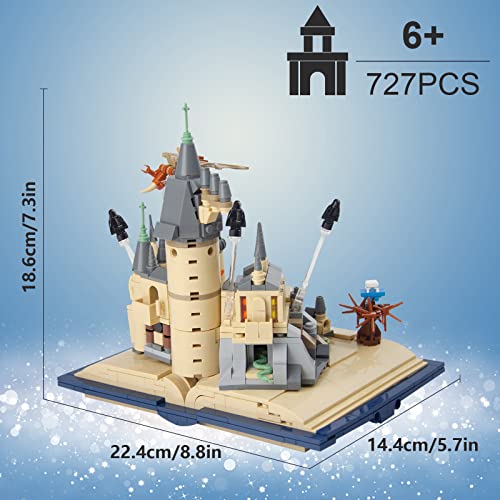 Harry Schloss Bauset Kompatibel Mit Lego, Magisches Schloss Buch Spielzeug Bausteine, Geschenksidee Bauspielzeug für Erwachsene/Zauberwelt-Fans und Kinder(727 Stück)