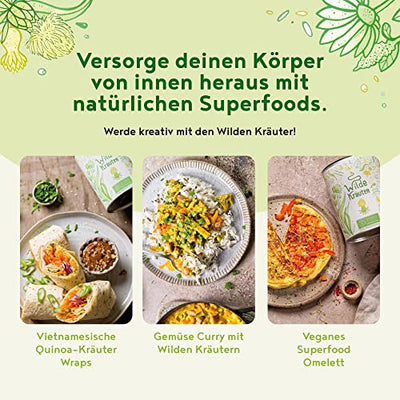 Wilde Kräuter, Nährstoffreiches Phyto-Elixier mit Heilkräutern, Adaptogenen, Algen, Wurzeln und Blüten - U.a. mit Ashwagandha, OPC, Brennnessel, Mariendistel, Chlorella, Schafgarbe Pulver