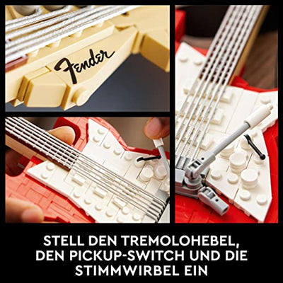 LEGO 21329 Ideas Fender Stratocaster, DIY-Gitarren-Kit, Musikinstrument für Erwachsene mit 65 Princeton Reverb Verstärker und Gitarren-Zubehör