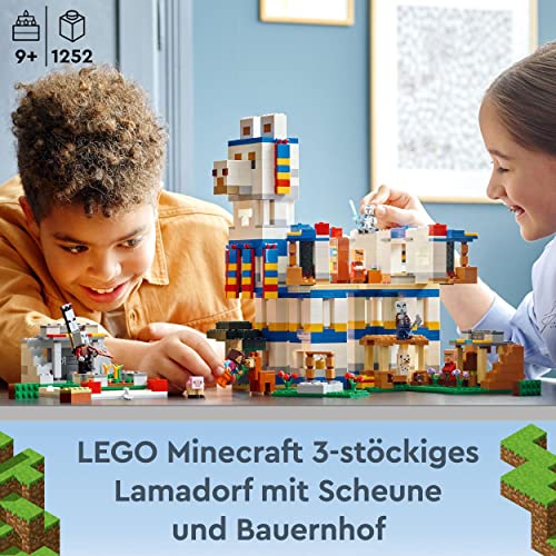 LEGO 21188 Minecraft Das Lamadorf Set, Spielzeug-Haus mit Dorfbewohnern, Tier-Figuren und 6 Modulen, Geschenk zu Weihnachten