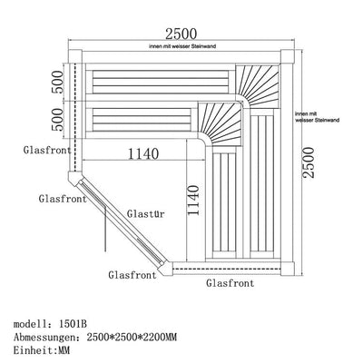 EO-SPA Sauna E1501B rote Zeder/250x250/12kW EOS Cubo