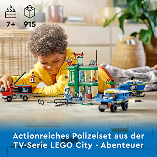 LEGO 60317 City Banküberfall mit Verfolgungsjagd mit Hubschrauber, Drohne und 2 LKWs, Polizei-Set, Weihnachtsgeschenkidee für Jungen und Mädchen ab 7 Jahren