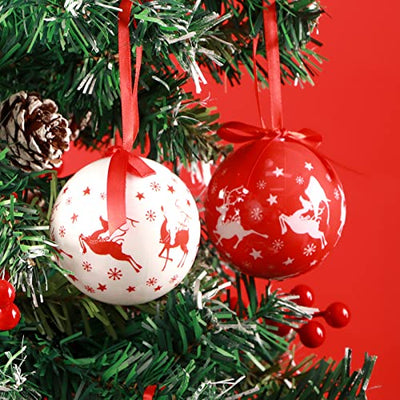 ABXMAS Weihnachtsbaumkugeln Set, Christbaumkugeln aus Umweltfreundliche Polyethylen für Weihnachtsbaum 14 Stück, Bruchsichere Weihnachtskugeln Weihnachtsdeko Rot und Weiß