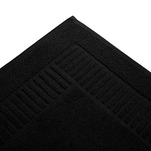 BaSaTex 2er Pack Badvorleger Badematte | 50x80 cm | 100% Baumwolle | Duschvorleger Duschmatte Doppelpack | Farbe: Schwarz