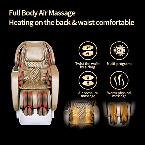 Lzour Massagestuhlregler, Ganzkörper-Massagestuhl für Wohnzimmer mit SL-Track, Bluetooth-Lautsprecher, Null-Gravity, Thai-Fußmassage