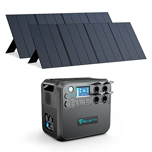 BLUETTI Solargenerator AC200MAX mit 2 x PV350 Solarpanel, 2048Wh/2200W LiFePO4 Tragbare Powerstation Stromaggregat, 350W Solarmodule für Notstromversorgung Camping, Wohnwagen, Stromausfall