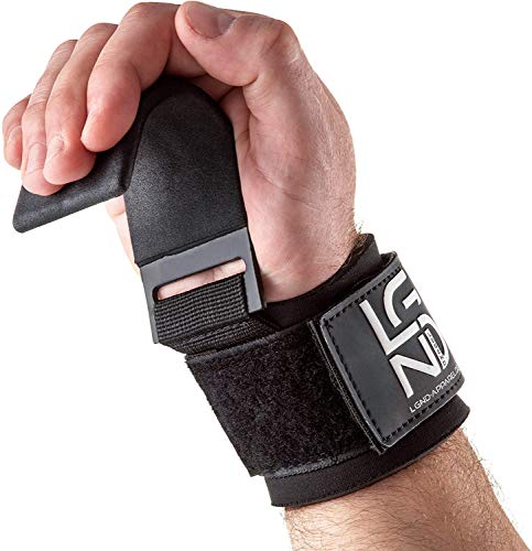 LEGEND Power-Zughaken für Profis - Neopren & Klettverschluss - 2er Set - Powerlifting Zughilfen mit Metall-Haken Fitness Bodybuilding Krafttraining