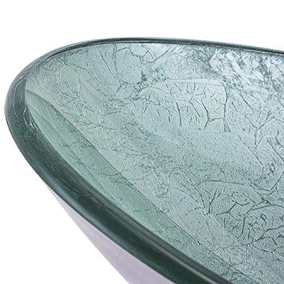 HomeLava Modern Waschbecken Glas Oval Set Hartglas Aufsatzwaschbecken mit Wasserfall Wasserhahn und Chrom Pop Up Ventil