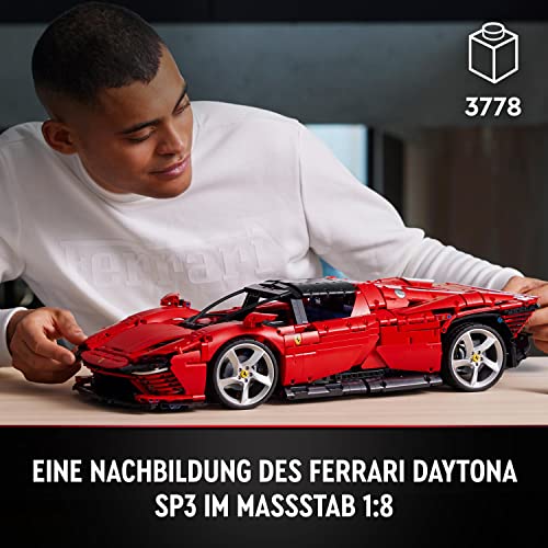 LEGO 42143 Technic Ferrari Daytona SP3 Modellauto Bausatz im Maßstab 1:8, roter Supersportwagen, erweitertes Auto-Modell Sammlerstück, Ultimate Car Concept