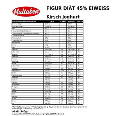 Multaben Diät Shake - Kirsch-Joghurt - Proteinreicher Abnehm Shake, Mahlzeitenersatz mit Vitaminen & Mineralstoffen – sättigender Diät Drink als hochwertige Trinkmahlzeit - Diät Shake zum abnehmen