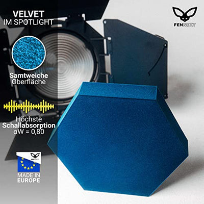 FENNEXT ® Velvet Schallabsorber Wand - Dekorative Hexagon Akustikpaneele für Gaming, YouTube Studio, Büro - 8x 3D Wandpaneele OCEAN SHADES