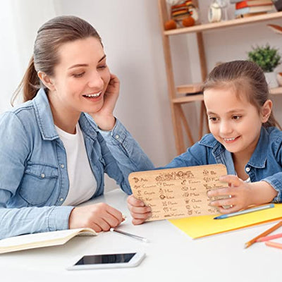 LOOPES ABC und 1x1 Frühstücksbrettchen Kinder Frühstücksbrett zum Schulanfang Holzbrettchen aus Buche Holz zum Lernen, Geschenkidee zum Einschulung Einschulungsgeschenke für Mädchen Jungen