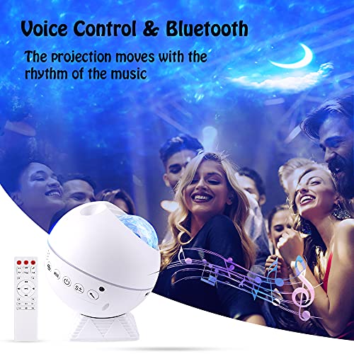 Shayson LED Sternenhimmel Projektor Lampe, Ozeanwellen Projektor Nachtlicht, Ferngesteuertes Nachtlicht, Romantische Atmosphäre Lampe mit Bluetooth Perfekt für Kinder Party, Familientreffen, Auto