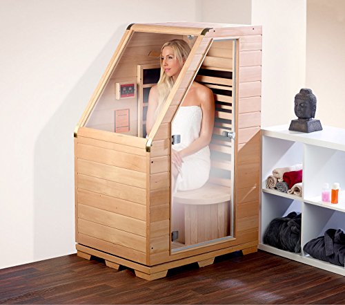 newgen medicals Infrarotkabine: Kompakte Infrarot-Sitzsauna aus Hemlock-Holz; 760 W; 0.62 m² (Infrarotsauna)