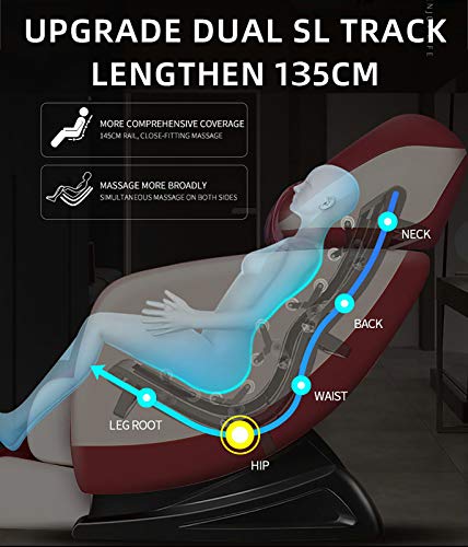 Lzour SL-Track-3D-Massagestuhl, Luxus-Zero-GravityMassage-Stuhl-Liegewinner mit Shiatsu, Knetenmassage, Ganzkörper-Airbag, Rückenwärme, Fußwalze,Orange