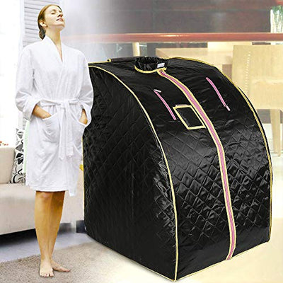 Infrarot- und tragbare Sauna | Home Spa für eine Person | Ideal zur Entgiftung und Gewichtsabnahme 70 cm x 80 cm x 98 cm (Schwarz)