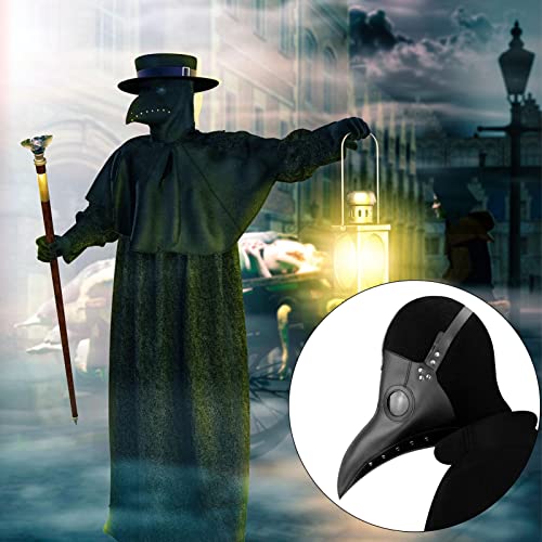 Hearthxy 10 Pcs Arzt Vogel Halloween Deko - Halloween Plague Doctor Black Bird Long Nose Beak Party Supplies | Steampunk-Kostüme aus PU-Leder mit Langer Nase