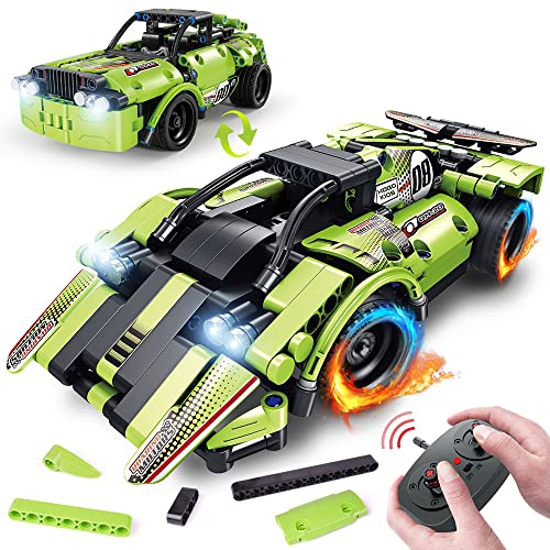 HOGOKIDS STEM Ferngesteuertes Bauspielzeug ab 6 - 12 | 2 IN 1 Technik Fahrzeug Rennwagen Bausatz 2.4GHz 335 Teile Konstruktionsspielzeug Technic Bausteine Geschenk ab 6 7 8 9 10 Jahre für Jungen