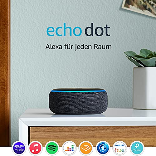 Echo Dot (3. Gen.) Intelligenter Lautsprecher mit Alexa, Anthrazit Stoff