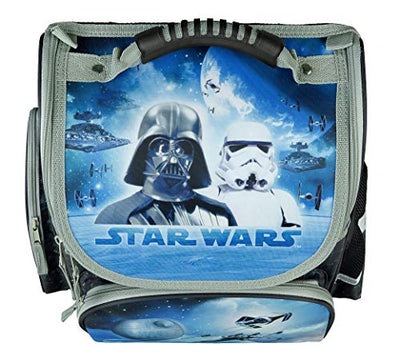 Familando Star Wars Classic Schulranzen-Set 10 TLG. Modell CLOU Ranzen 1. Klasse | Schultasche mit Sporttasche und Schultüte 85cm | Blau | Regenschutz