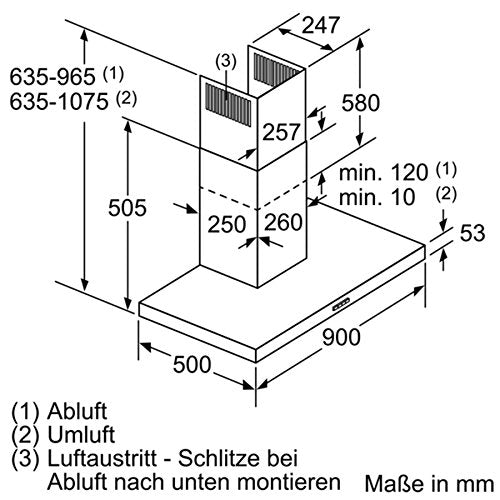 Siemens LC96BBM50 iQ300 Dunstabzugshaube / Wandhaube / 90 cm / Metall-Fettfilter / Elektronische Steuerung / LED-Beleuchtung / Edelstahl