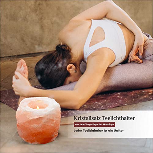 SalNatural 1er Pack Salzkristall Teelichthalter Rosa in Naturform Ø 8 cm Höhe 7 cm, handgearbeitetem Salzstein ( bekannt als Himalaysalz aus der Salt Range Punjab Pakistan) Premium Geschenkbox