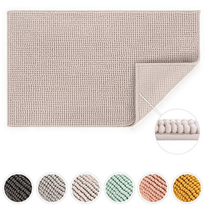 Blumtal Chenille Badezimmerteppich, Badematte rutschfest – Weicher Badvorleger, Badteppich, Oekotex Zertifiziert, 50x80 cm, Beige