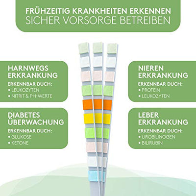 MediVinius® - Urin Teststreifen mit 10 Indikatoren | 50 Stück für sichere Ergebnisse - Diabetes & Ketose Test für Harnzucker & Glukose Erkennung