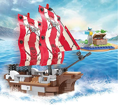 COGO Creator 3in1 Piratenschiff-Bausteine, Piraten-Baumhaus, Totenkopfinsel, Piraten-Abenteuer-Spielset, Creatives Spielzeug, für Kinder ab 6 Jahren, 260 Teile