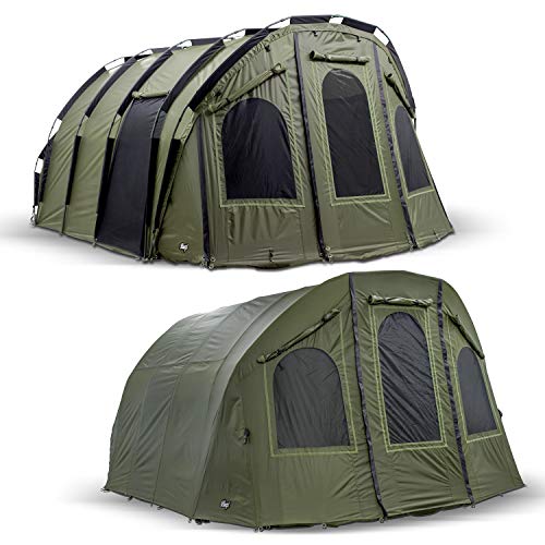 Lucx® Bivvy + Winterskin 'Bigfoot' 2-6 Man XXL Angelzelt + Überwurf/Karpfenzelt Carp Dome + Overwrap Fishing Tent Camping Zelt