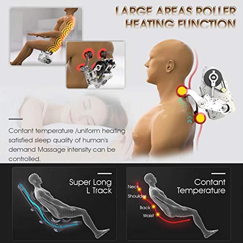 Lzour Ganzkörper-elektrischer Null-Gravity Shiatsu-Massagestuhl mit intelligenter Körpererkennung, Bluetooth-Heizung und Bluetooth-Musik für Zuhause und Büro,Orange