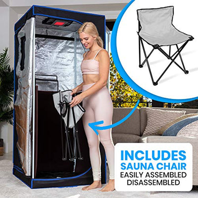 SereneLife SLISAU30BK Full Size Portable Sauna - Infrarotheizung Personal Home S, schwarz