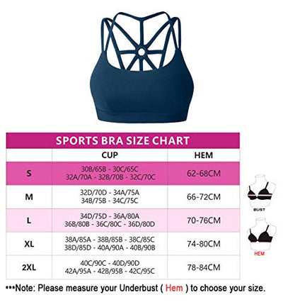 YIANNA Frauen Sport BH Ohne Bügel Gepolstert Racerback Bustier Yoga Sports Bra Push Up Joggen Fitness Top Starker Halt Shirt Blau,YA139 Size S