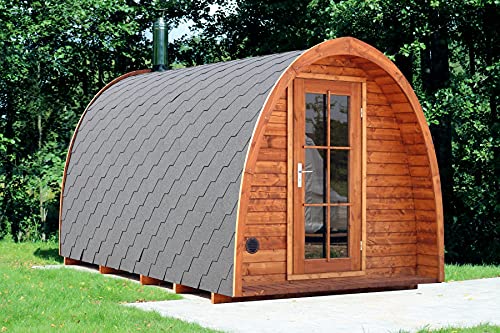 SaunaPod Fritz 4.0m mit Vordach 2-Raum Design Sauna aus Fichtenholz inkl Montagematerial Via Nordica