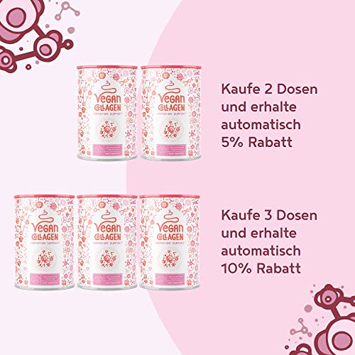 Vegan Collagen Formation Support mit Hyaluronsäure, Vitamin C aus Camu-Camu und Silicea - Pflanzliche Alternative zu konventionellem Kollagen - Himbeere - 400g Collagen Pulver