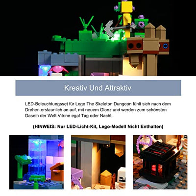 Led Licht Set für Lego 21189 Minecraft Das Skelettverlies Spielzeug Set (Kein Lego-Modell enthalten, nur Beleuchtung), BrickBling Dekoration DIY Beleuchtungsset für Lego Das Skelettverlies