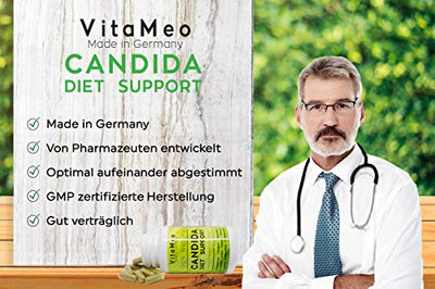 Candida Albicans Kandidose Darm Support aus Deutschland - natürlich – Hochdosiert mit Brunnenkresse Niemblätter Olivenblätter Kokos Oregano Galgant uvm - 90 Stk