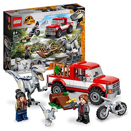 LEGO 76946 Jurassic World Blue & Beta in der Velociraptor-Falle, Spielzeugauto mit Dinosaurier Figuren, Geschenk zu Weihnachten für Kinder ab 6 Jahren