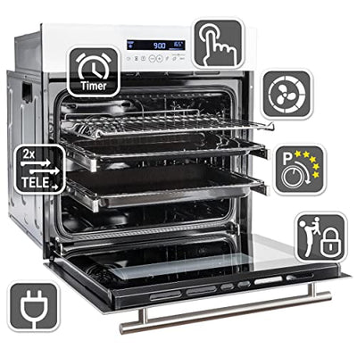 KKT KOLBE/Einbau-Backofen 60cm / 70L / 3,3kW / Grill/Umluft/Heißluft/Teleskopauszüge/Automatik-Timer / EB8015W