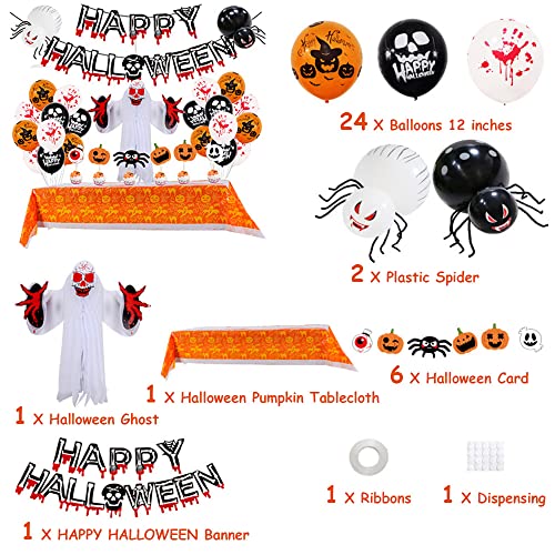 Kimimara Halloween Deko Set - Halloween Luftballons Dekoration Happy Halloween Girlande Banner Kürbis Geist Luftballons für Halloween Deko