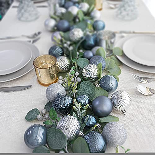 weihnachtskugeln Dusty blau 34 Stück 6CM Ornamente für Weihnachtsbaum Christbaumkugeln Weihnachtsdekoration Kugeln