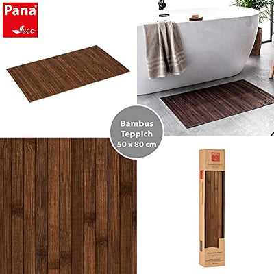 PANA Bambus Badematte • Bambusmatte waschbar • Holz Läufer Badezimmer • 100% Bambus • Größe: 50x80cm • Farbe: Braun