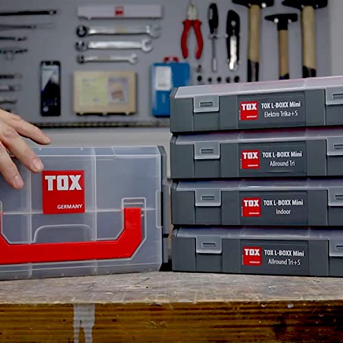 TOX L-Boxx Mini, effektiv, kompakte, übersichtliche Sortierbox für Schrauben + Dübel, individuell anpassbar + stapelbar, aus lebensmittelechtem Kunststoff + spülmaschinenfest, 094900601