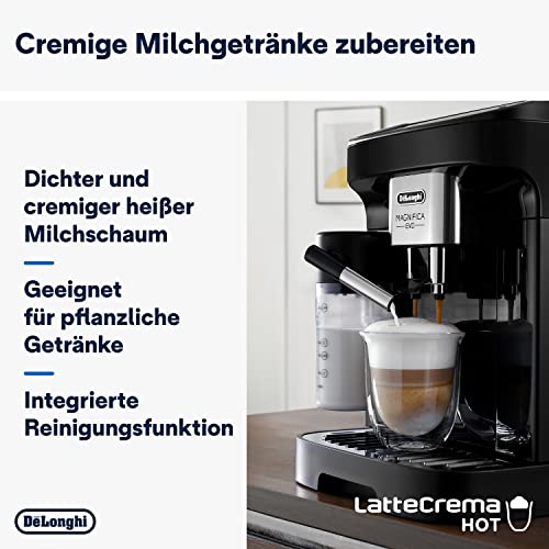 De'Longhi Magnifica Evo ECAM 292.81.B Kaffeevollautomat mit LatteCrema Milchsystem, 7 Direktwahltasten für Cappuccino, Espresso und weitere Kaffeespezialitäten, 2-Tassen-Funktion, Schwarz