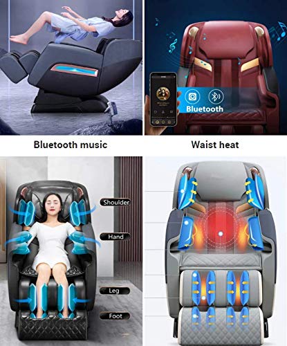 YUYTIN Floating Thai Dehnung Zero Gravity Design Elektrischer Massagestuhl mit High-Fidelity Bluetooth-Lautsprecher, Multidimensions-Airbag-Massage für Ganzkörpermassagestuhl, luxuriös,A