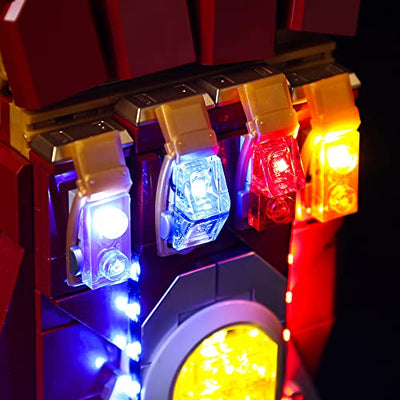 Kyglaring LED Beleuchtung Kit Entwickelt für LEGO Nano Gauntlet 76223 (kein Modell) und Lichter Set Kompatibel mit Replica Iron Man Gauntlet Modellbauset - Ohne Lego Set (RC Sound Version)